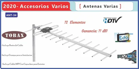 ANTENA TDA EXTERIOR ANT-34 12 ELEMENTOS TOBAX
