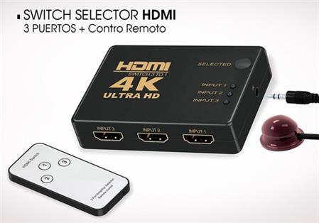 SELECTOR HDMI 3x1 V1,4B FULL HD C/REMOTO SOP.4K