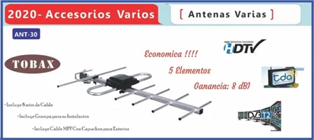 ANTENA TDA EXTERIOR ANT-30 5 ELEMENTOS TOBAX