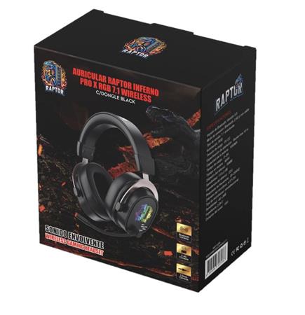 AURICULAR C/MIC GAMER INALAMBRICO 7.1 RAPTOR RGB