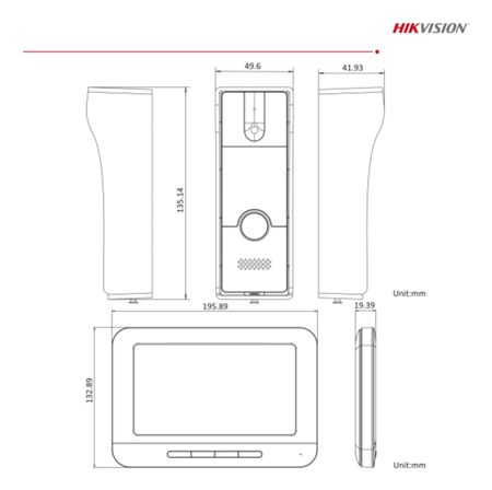 PORTERO VISOR VISOR DS-KIS202T 7" HIKVISION