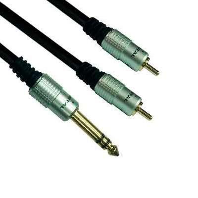 CABLE  PLUG 6.3ST  X 2 RCA 1.5M HQ PURESONIC