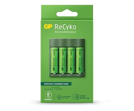 CARGADOR PILAS GP RECYKO AAX 4u 2.1A  USB